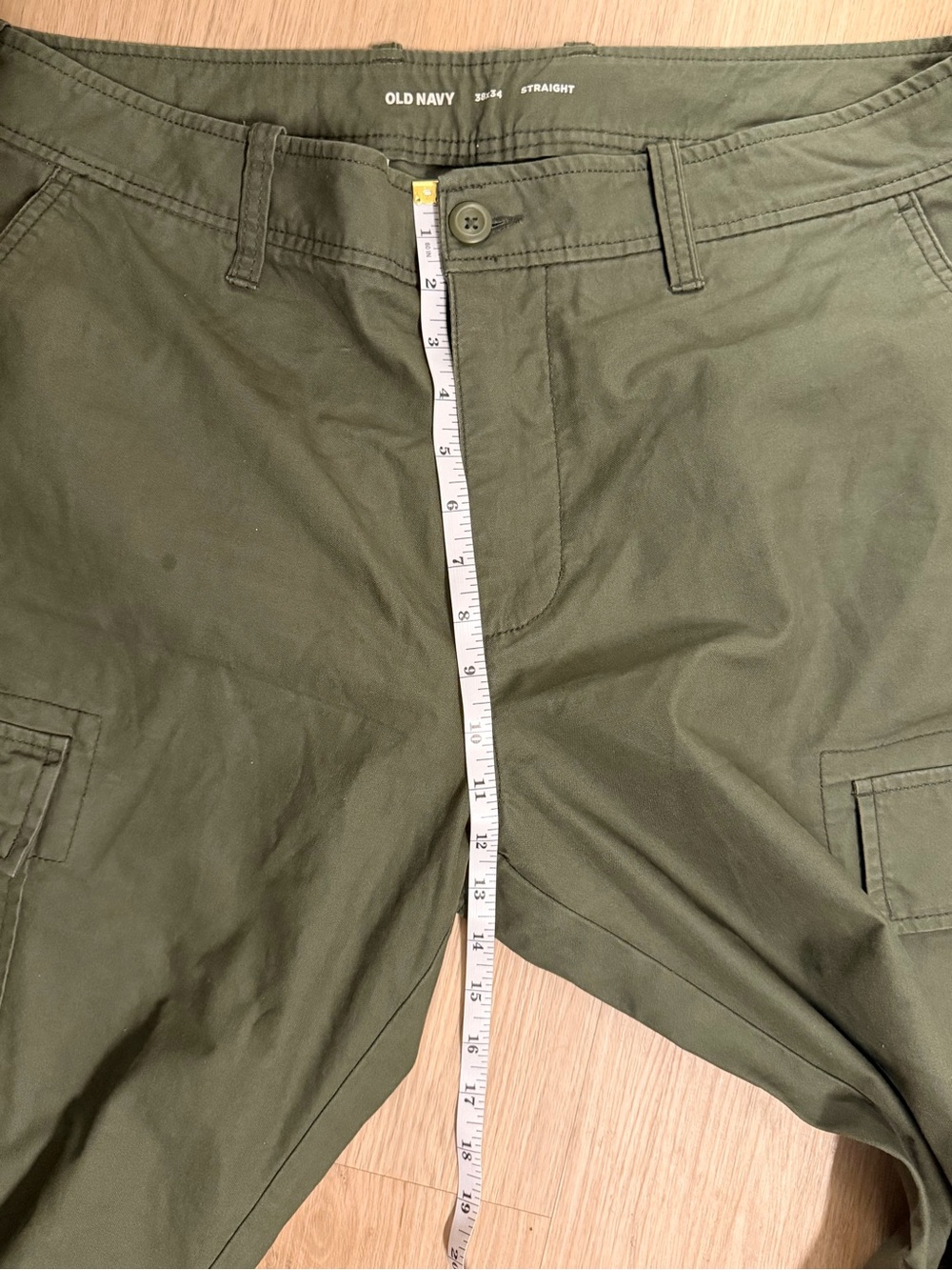 Old Navy Straight- Fit Cargo Utility Pants Military Green Cotton Men’s 38x34 - Picture 3 of 6